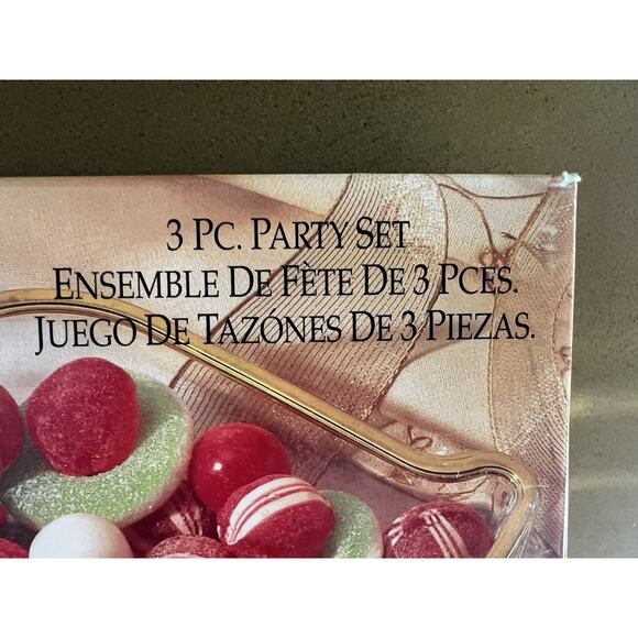 Indiana Glass Holiday Gold Candy Candle Dish w/ Gold Trim -Set of 3-Vintage - Picture 12 of 12